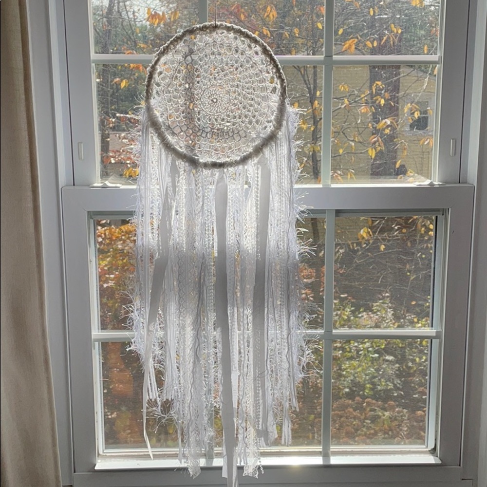 Hand made dream catcher white boho